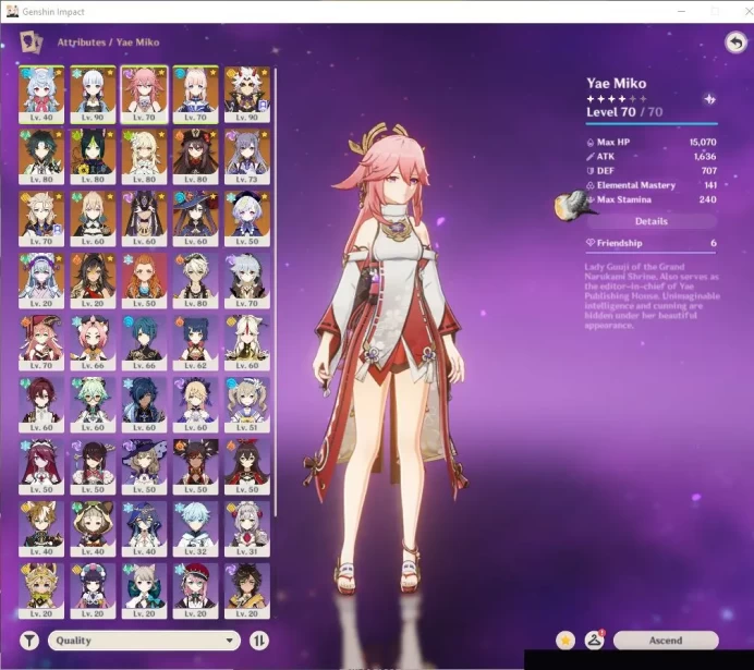 ASIA |AR56| 8 Limited + 1[5Star's Weapon]|Sigewinne,Ayaka,Yae Miko,Kokomi,Itto,Etc|MC Female|Take Email|Check SS (GI2537)
