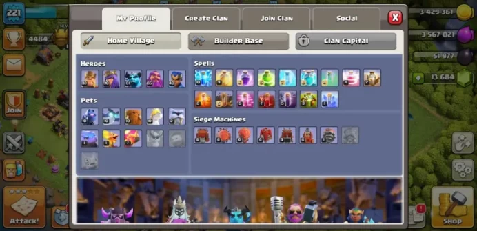 TH 15 (95% MAX)  LEVEL 221  BK 83 AQ 90 MP 61 GW 65 RC 40 13K GEMS 2350 POINT LEAGUE 9 EPIC EQUIPMENT  INSTANT DELIVERY