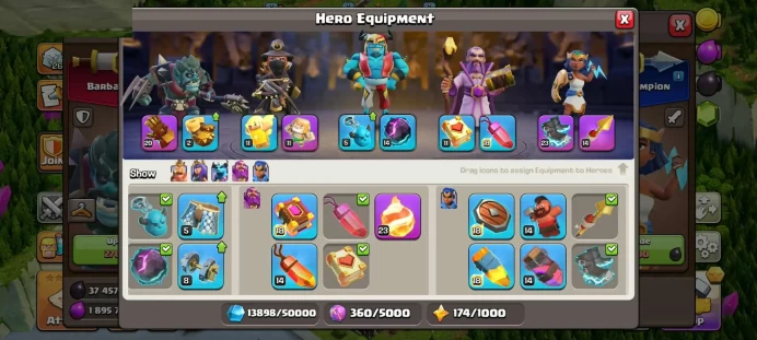 1262 WAR STARS | 7 EPIC | 5 MAX EQUIPMENT | SEMI MAX DEFENSE / WALLS | RARE VIP PREMIUM WAR STARS MAGIC ITEMS EQUIPMENT EPIC HERO SKIN GEMS