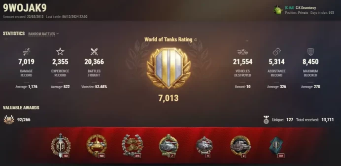 [EU] 14 TIER X | 74 PREMIUM TANK | TOTAL TANKS 154 | PASSWORD CHANGEABLE | 8 786 395 SILVER | 6675 GOLD | GOOD 
