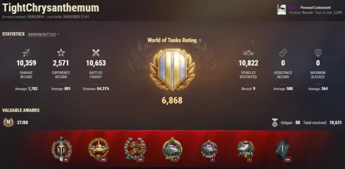 [EU] 20 TIER X | 51 PREMIUM TANK | [10] FV215b 183 | 191 GOLD | 1 354 825 SILVER | TOTAL TANKS 77 | CHANGEABLE PASSWORD | 