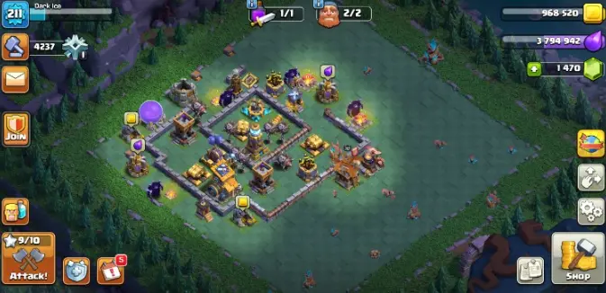 TH 16 10 EPIC EQUIPMENT | 8 HERO SKINS(2 LEGENDARY) HEROS- 62 - 73-51-60- 24