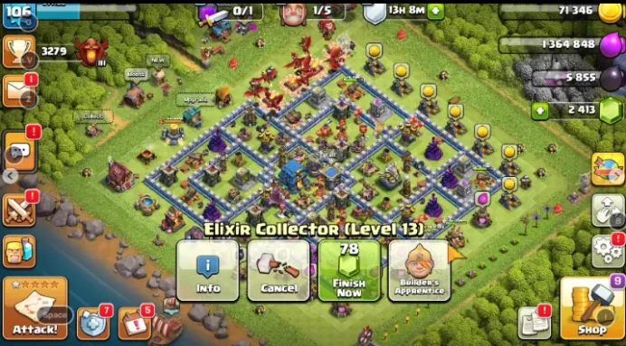 TH 12 | LVL 106 | BK 51 | AQ 55 | GW 34 | MP 13 | 2413 GEMS | 3279 TROPHIES |