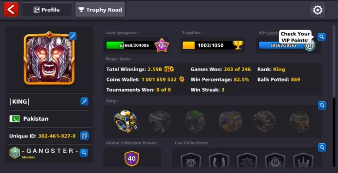 Black Diamond 18/20 Legendary Cues 1 Billion Coins 125 level
