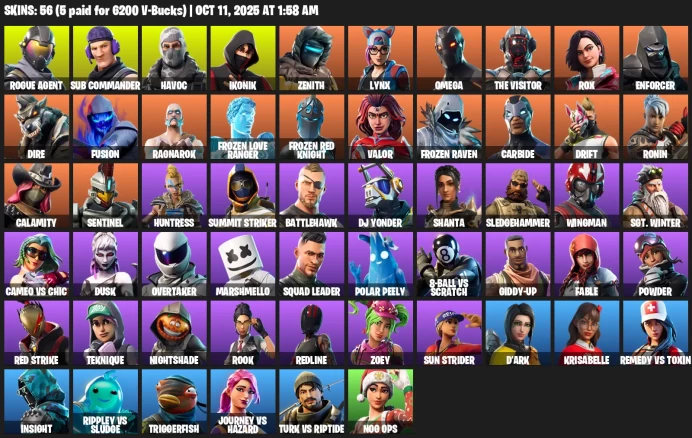 [PC/PSN/XBOX] 56 skins | IKONIK | Omega (stage 5) | Sub Commander | Rogue Agent | Havoc | Sentinel | Calamity | The Visitor | Fusion | Rox |