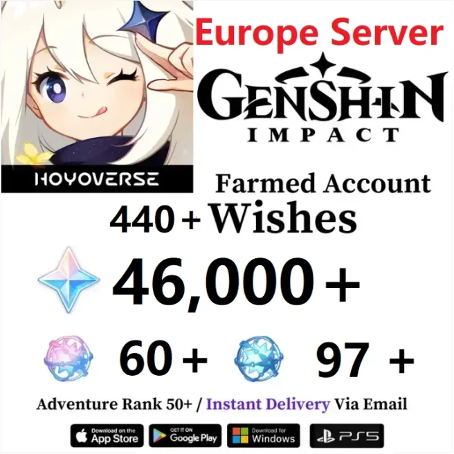 [EUROPE] 46,000+ Primogems Fates | 97+ Acquaint Fates | 60+ Intertwined Fates | Genshin Impact Reroll Account
