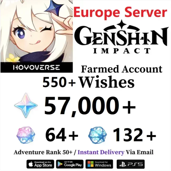 [EUROPE] 57,000+ Primogems Fates | 132+ Acquaint Fates | 64+ Intertwined Fates | Genshin Impact Reroll Account