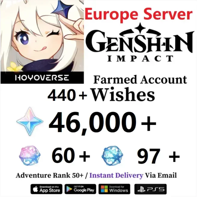 [EUROPE] 48,000+ Primogems Fates | 118+ Acquaint Fates | 60+ Intertwined Fates | Genshin Impact Reroll Account