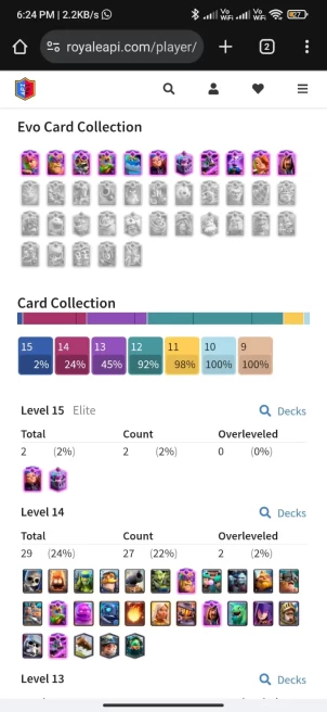 5 YR OLD CR 9201 TROPHY,  29 MAX CARD, 2 ELITE, 11 EVO, 90 EMOTES, 12 TOWER SKIN, 102 DECOR, 101 BANNER, 121 BADGE, KT 14, ARENA 23 AND LEVEL 52