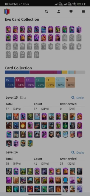 4 YR OLD CR 12000 CUPS, FREE NC, 78 MAX CARDS, 37 ELITE, 19 EVO,  134 EMOTES, 9 TOWER SKIN, 139 BADGES, 143 DECOR, 142 FRAMES, KT 15,  LEVEL 62