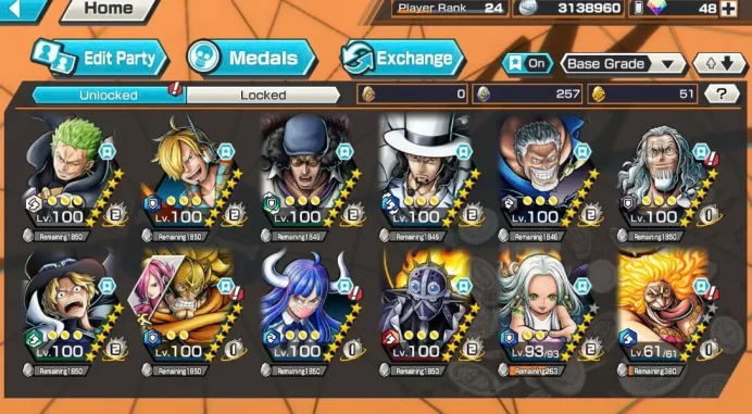 BR612-IOS+Android-6 Ex(Garp+Sabo+Kuzan+Lucci+Snake+Big Mom)+Support 146%+Good Medal+BF Egghead Zoro Max+Egghead Sanji Max+Ulti Max+Rayleigh Max