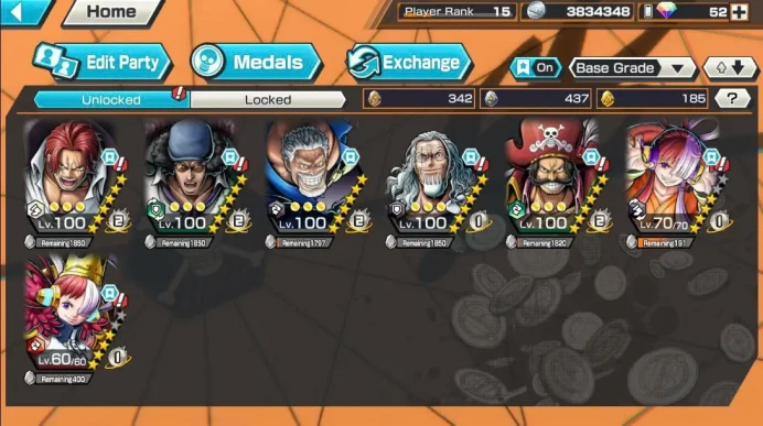 BR615-IOS+Android-4 Ex Meta Max(Garp+Kuzan+Shank v4+Roger)+Good Medal+Support 137%+Rayleigh Max+Katakuri Max+Young Ray Max+Oden v2+Uta Hallowen