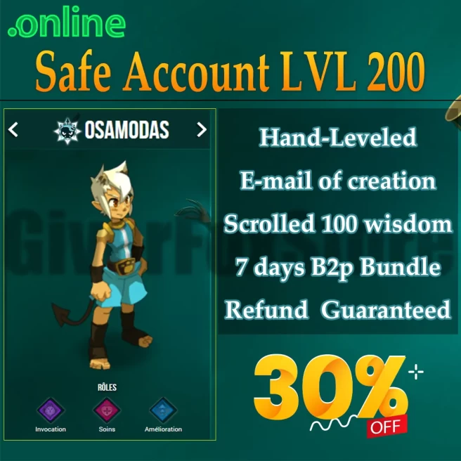 Tylezia>[ Osamodas LVL 200 ]  Never Verified Account (Auto Delivery)