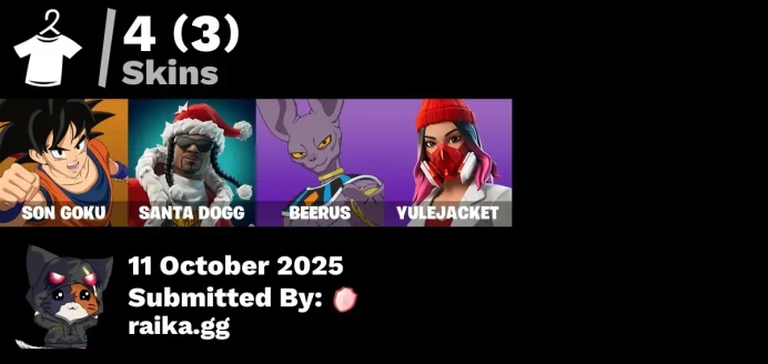 [PC/PSN/XBOX] 4 skins | Son Goku | Santa Dogg | Beerus | Yulejacket | Gwenpool's Katanas | Snoop's Holladizzle Bass | That's Cold Jac!