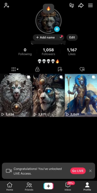 EU| 1K Followers|Real Photo account | Live+Live gaming |3 posts likes+views |can add Bio |Avatar |Full Access|