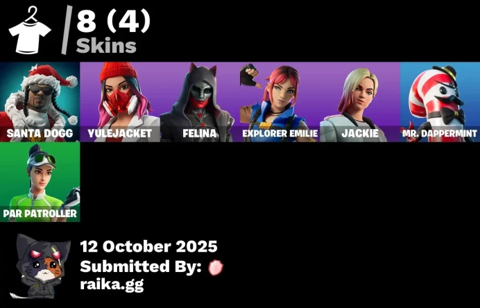 [PC/PSN/XBOX] 8 skins | Santa Dogg | Yulejacket | Felina | Explorer Emilie | Trailblazer Tai | Jackie | Mr. Dappermint | Par Patroller