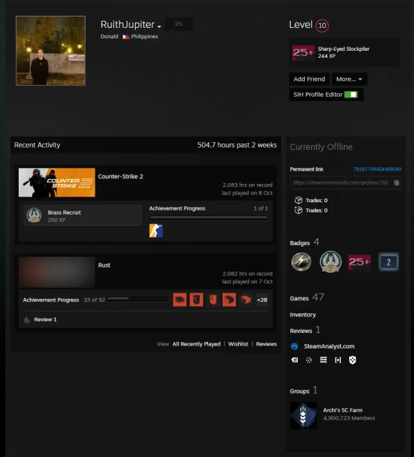 [10 LVL] • [2000+ Hours] • [74 Twitch Drops/Skins] [FIRST EMAIL] [NO $5 limit] • 42+ GAMES