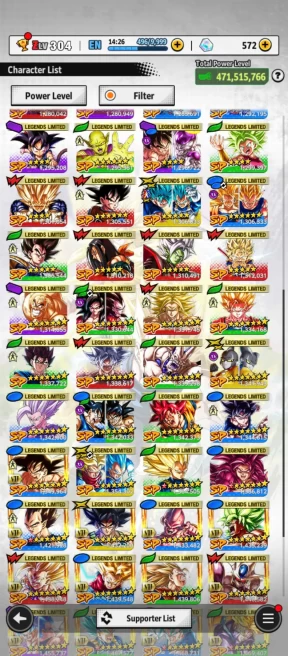 D798-VIP Account-10 UL(SS4 Vegeta+SS Goku+Frieza+Cell+Goku Uis+SS4 Gogeta+Beast Gohan)+69 Legends Good Star+Vip Equi+Good Zenkai+Many Vip Team