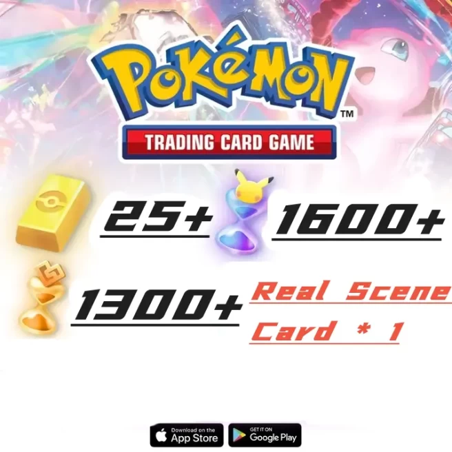 [Global/ENG] Real Scene Cards ++25+ Pokemon Gold + Hourglass Bag×1300 + Miracle Hourglass×1600] Android/iOS interoperability