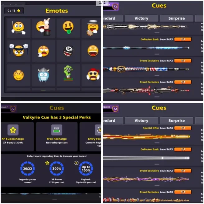1Billion Acc  20 LEGENDARY CUES  15 + CUES MAXED  Legendary Cues Maxed Cash : 978  Mini/Gmail LOGIN — 100% full access —