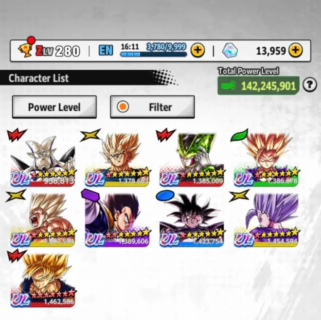 D795-Android-Vip Account-14.000 CC+9 ULTRA(SS Goku+Cell+Majin+SS2 Gohan+Turles+Beast)+52 Legend+Good Equipment+Good Zenkai+Team Saga+Daima+Gohan