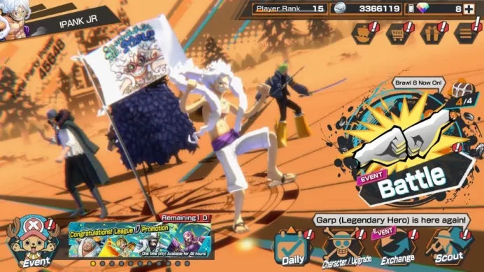 Global|3 META EX [Luffy G5 Max,Kuzan Max,KidLaw]Rank 15|Log Bandai|Check SS(OPBR997)