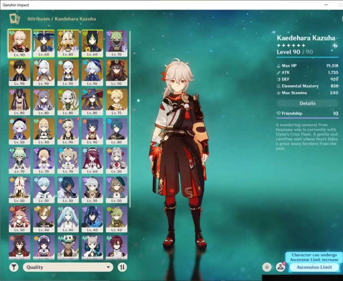 ASIA |AR57|10 Limited + 5 [5 Star's Weapon] Hu Tao,Kazuha,Furina,Nahida,Xilonen,Etc | MC Male | Take Email | Check SS (GI2567)