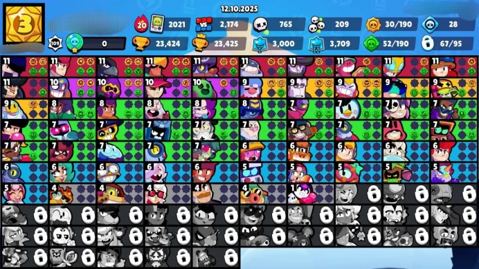 B11▰67/95 BRAWLERS▰23K TROPHY▰7 HYPERCHARGED▰11 MAX BRAWLER▰91 SKIN▰UNCOMMON ACCOUNT