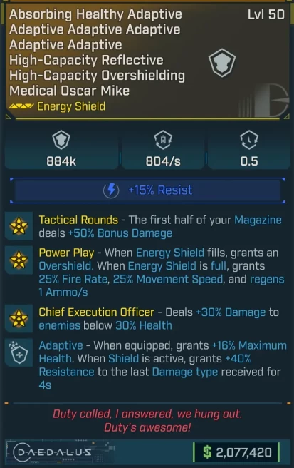 [MODDED] L50 SHIELD - 884.000 CAPACITY - TACTICAL ROUNDS - POWER PLAY - CHIEF EXECUTIVE OFFICER - TONS OF OTHER STATS (SEE SECOND IMAGE!)