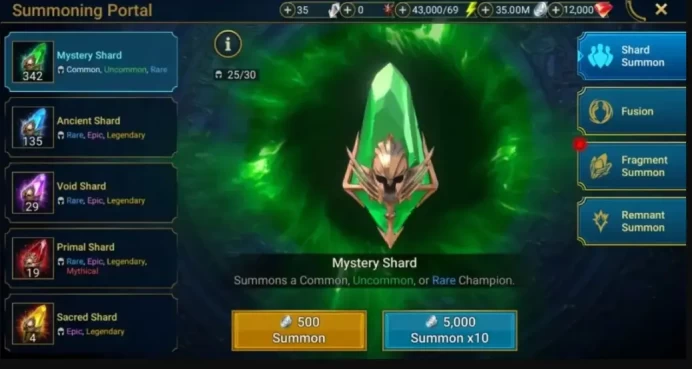  20 Primal Shards+3 Sacred+4 Void+125+ Ancient+35000+ Energy+30 Million Silver+9500+ Gems+2 lvl (IOS/Android - Plarium Acc)