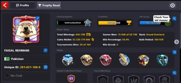 53Billon+COINS 430+Levl 65CCP 20/20 LEGENDARY CUES 700+POOL CASH 1 EVENT TACO MAX FINAL WARNING ACCOUNT MINICLIP LOGIN EMAIL AND PASSWORD CHANGE