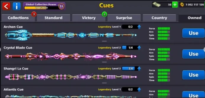 [8 BALL POOL] 425 LEVEL•1 BILLION+ COINS 4 EVENT CUES MAX 16 LEGENDARY CUES 55 CCP FACEBOOK LINK POSSIBLE FINAL WARNING ACCOUNT MINICLIP LOGIN 