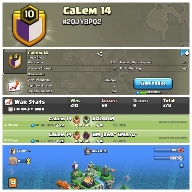 C55◆Name: CaLem 14◆LVL 10◆WAR WIN: 210◆LOSS: 59◆WAR WIN 3:1◆EXTRA ORDINARY STORE