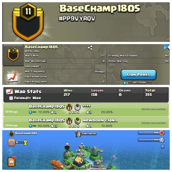 C59◆Name: BaseCamp1805◆LVL 11◆WIN: 217◆LOSS: 138◆INSTANT DELIVERY◆EXTRA ORDINARY STORE