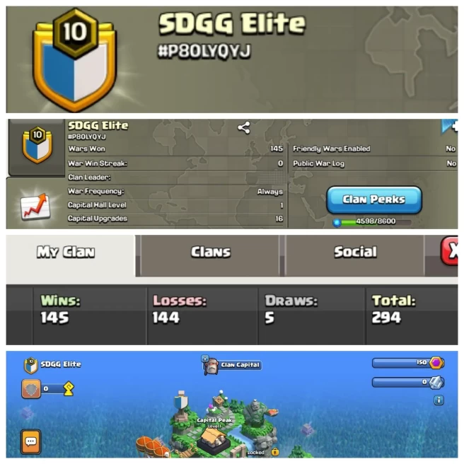 C61◆Name: SDGG Elite◆LVL 10◆WIN: 145◆LOSS: 144◆POSITIVE WAR LOG◆EXTRA ORDINARY STORE