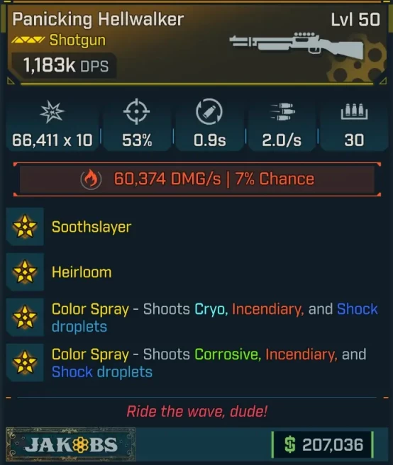 [MODDED] L50 HELLWALKER - 1.183K DPS (+60.374 FIRE DMG/s) - 30 MAG SIZE - 53% ACCURACY - 0.9s RELOAD - 2.0/s FIRE RATE!!!