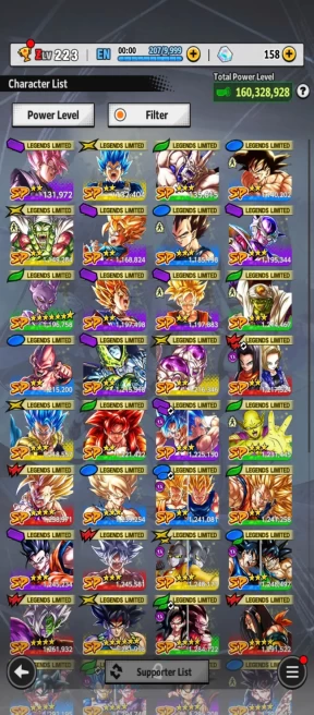 D789-IOS+Android-Meta Acc-9 UL(SS Goku+Frieza+Cell+Hit+Beast Gohan+SS4 Gogeta+Super Vegito)+50 Legends Good Star+Good Equipment+Team Saga