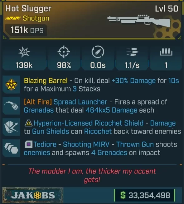 [MODDED] L50 HOT SLUGGER - 151K DPS - NO RELOAD - SPREAD LAUNCHER 464Kx5 DMG! - MIRV 4 GRENADES - STICKY GYROJETS