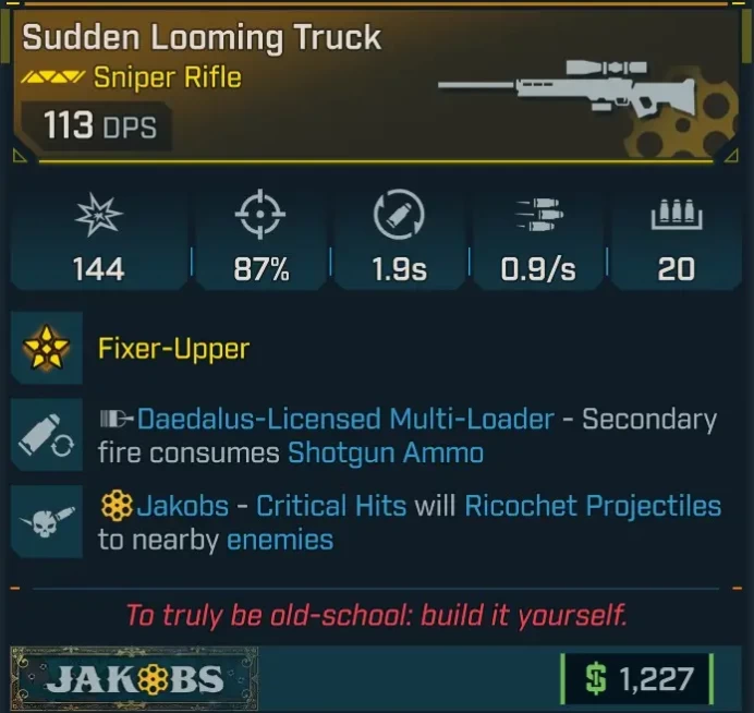 [MODDED] L1 TRUCK - 113 DPS - 20 MAG SIZE - DAEDALUS MULTI-LOADER (ALT FIRE USES SHOTGUN AMMO)