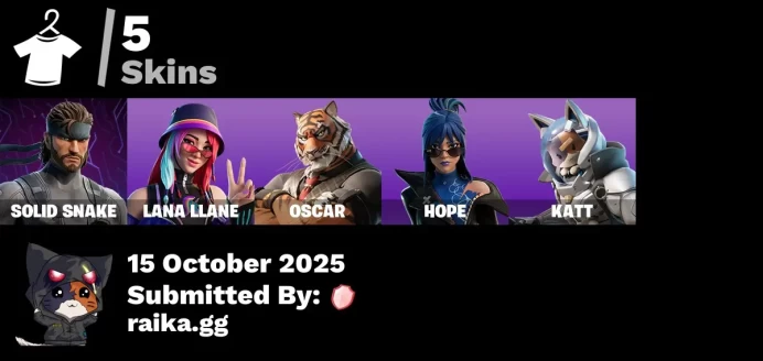 [PC/PSN/XBOX] 5 skins | Solid Snake | Lana Llane | Oscar | Hope | Katt | Clawbox | Ratacat | Ro-boy | Llamaphonic Blaster | Metalhead