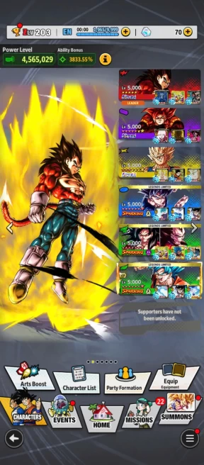 D782-IOS+Androi+6 UL(SS4 Vegeta+SS4 Gogeta+Majin)+598 Millions Power+45 Legend+Good Equipment+Some LL Full Red Star+Many Good Team Ready PVP