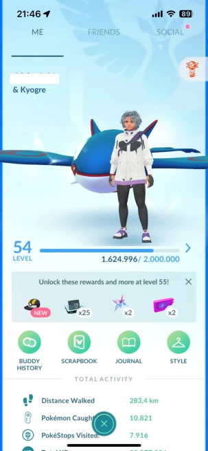 Level 54, 2 Legend IV100, 35 Shiny, 71 Legend, 9 IV 100, 6 Shiny Legend, 6 Shadow Legend