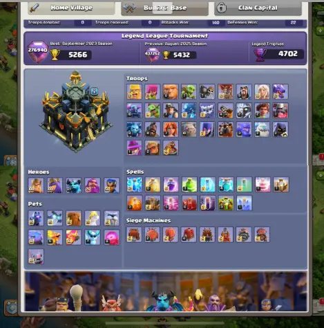 #SUPER-RARE[50,500+Gems & 1164 Cwl Medals]TH17 ALMOST MAX |Heros : BK100 AQ100 MP87 RC75 RC50 |6 EPIC |BH10 MAX |100% Safe, Instant DeliveryS46 