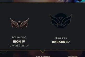 [EUW][SE15] IRON IV [0LP] | 0W-5L 35- 20 Champs  | Hand-Deranked | Unverified Email  | Iron 4 MMR