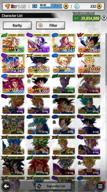 29M Total Power|LV 140|3 UL+ 10 LL| Starter PVP 4.1M Team Full Power Frieza+SS Goku and ETC |Android| Check SS (DBL785)