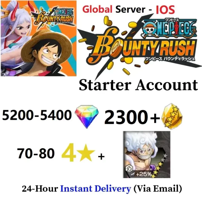[Global - IOS] 5200-5400 Rainbow Diamonds + 2300+ Gold Fragments +  EX Gear 5 V2 + 70-80 4 Star Character - Starter Accounts