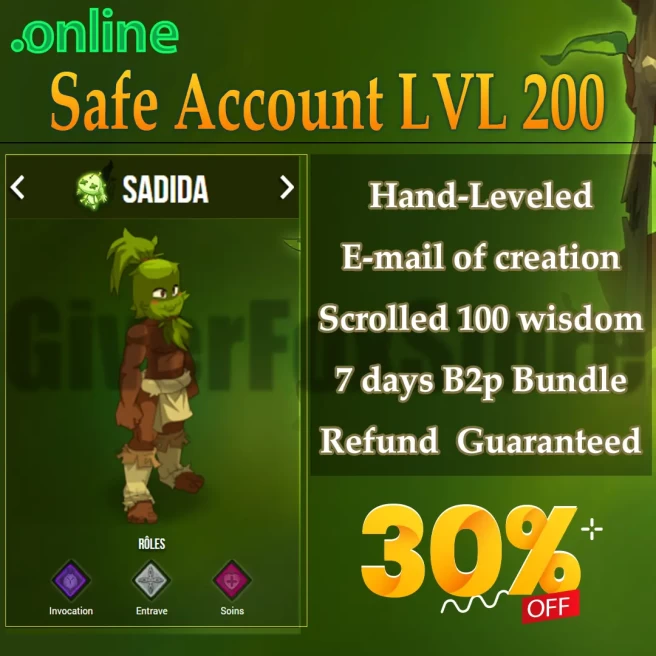 Talkasha>[ Sadida LVL 200 ]  Never Verified Account (Auto Delivery)