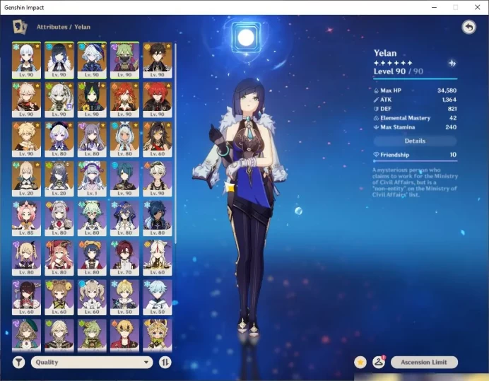 ASIA|AR58|9 Limited + 6 [5 Star's Weapon] Ayaka C1,Furina,Kazuha,Yelan,Mauvika,Lauma Etc |MC Male|Take Email|Check SS(GI2747)