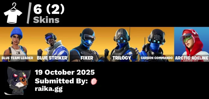 [PC/PSN/XBOX] 6 skins | Blue Team Leader | Blue Striker | Fixer | Trilogy | Carbon Commando | Arctic Adeline | Blue Shift | Reliant Blue