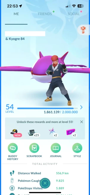 Level 54, 34 Shiny, 31 Legend, 6 IV 100, 1 Shiny Legend, 2 Shadow Legend